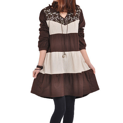 2013春季韓版女裝新風(fēng)尚 三月慕繡花V領(lǐng)休閑連衣裙